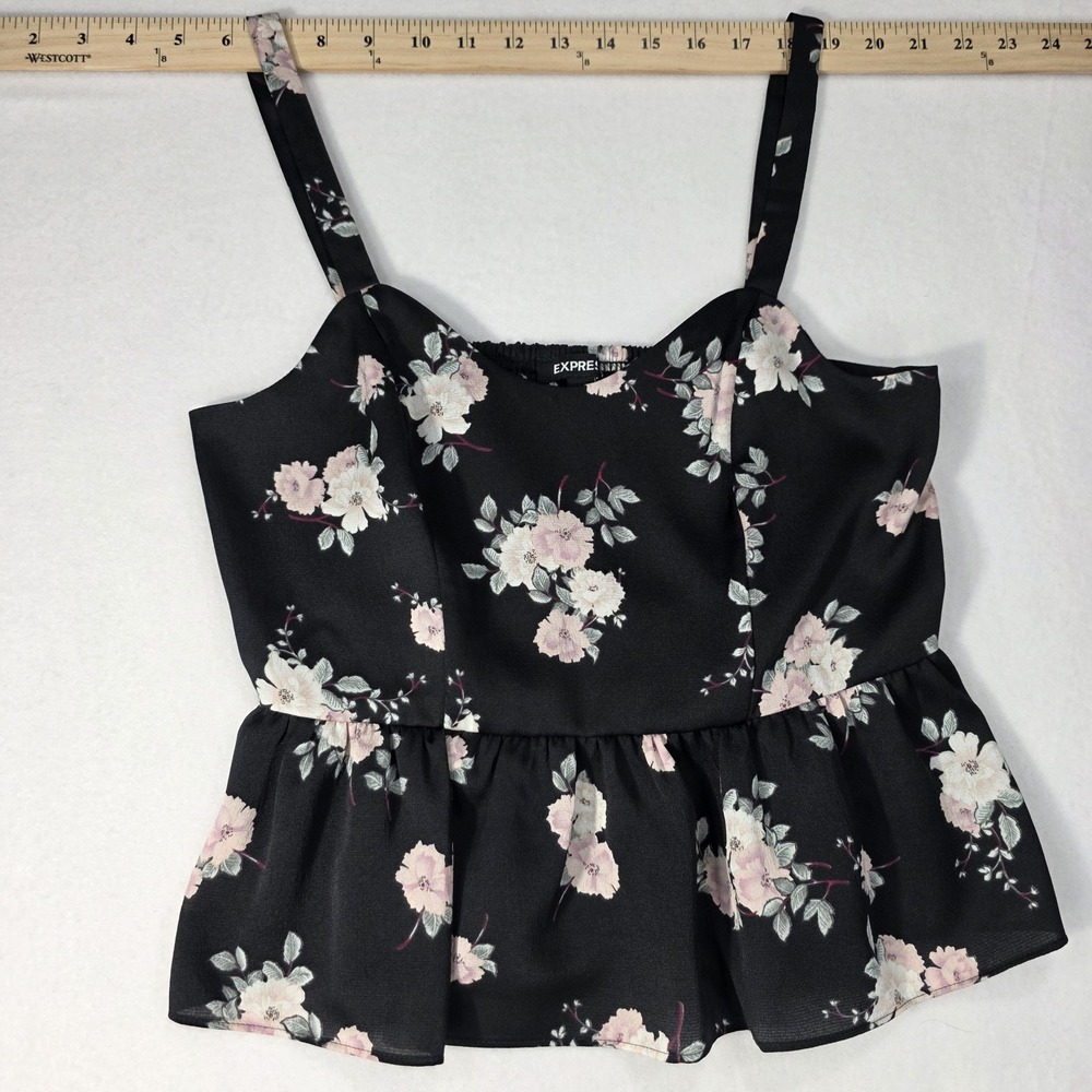Express Peplum Black Floral Cami Top Size Small EUC